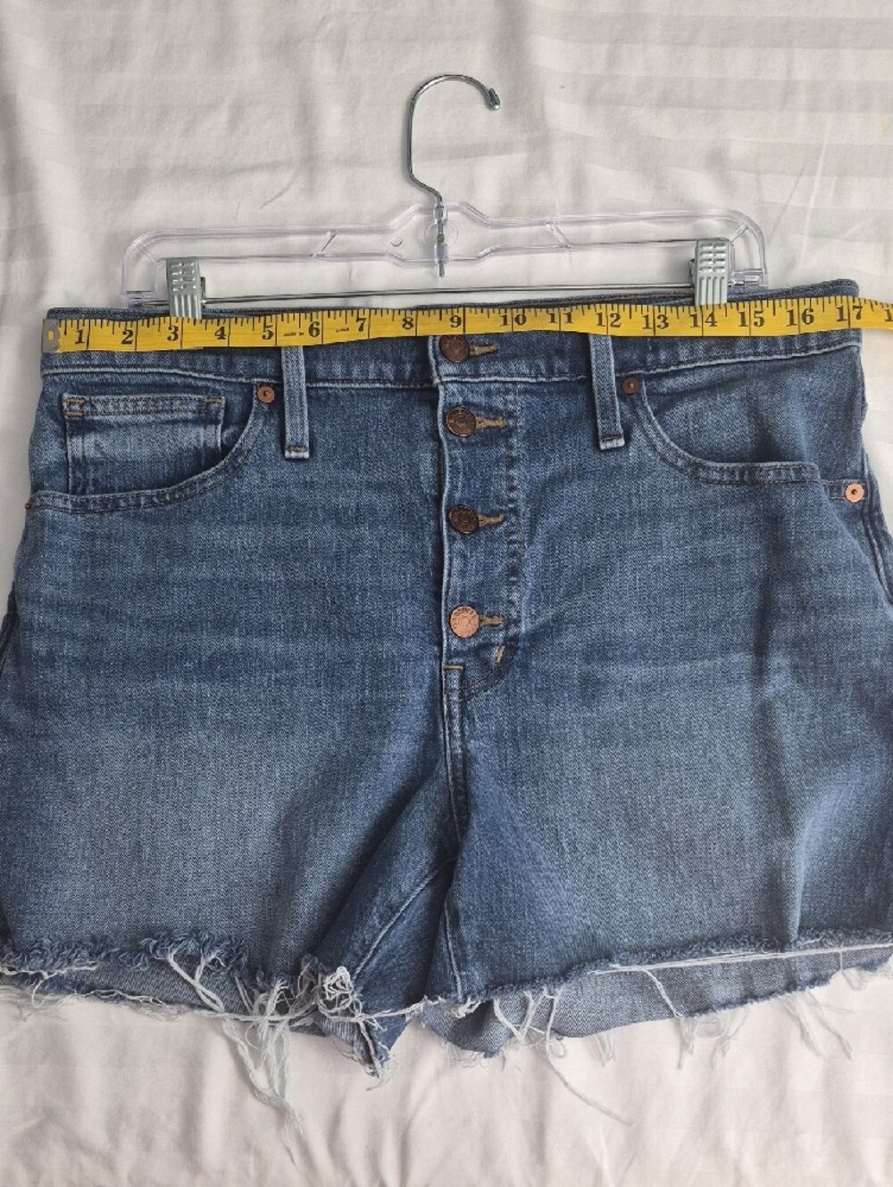 10Size Madewell Denim High-Rise Button-Front Women’s Shorts - Blue - Picture 5 of 13